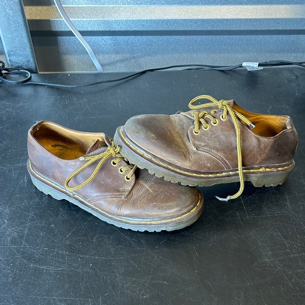 VINTAGE Dr Martens Oxford Shoes Mens Brown Leather England Grunge Gorpcore